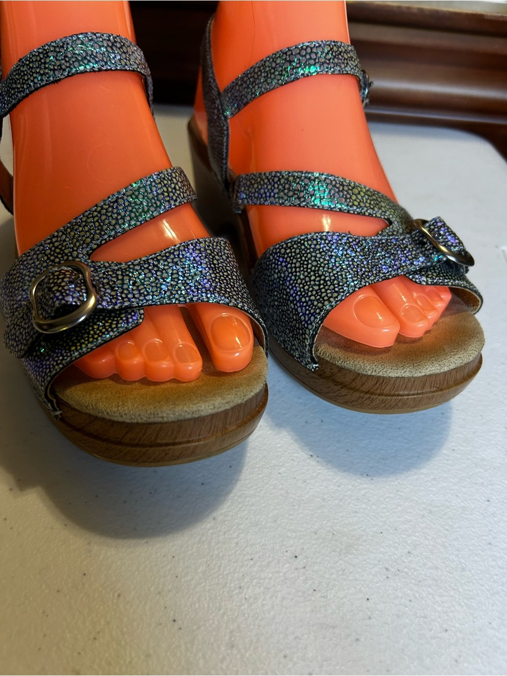 Dansko Sandals Sandi Women's 39 / 8.5-9 Shimmery Blue Leather Strap Arch Support